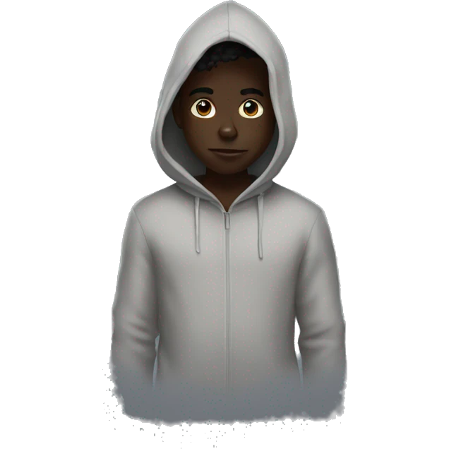 mysterious boy in hood black skin emoji