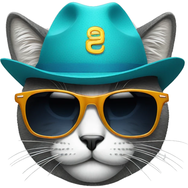 cool cat with sunglasses and hat emoji