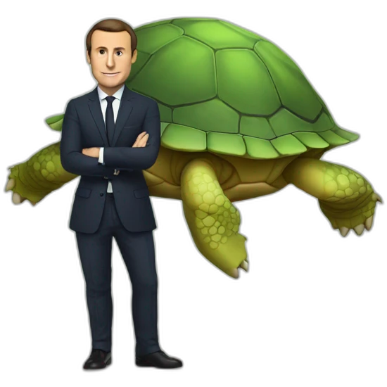 Macron sur tortue emoji