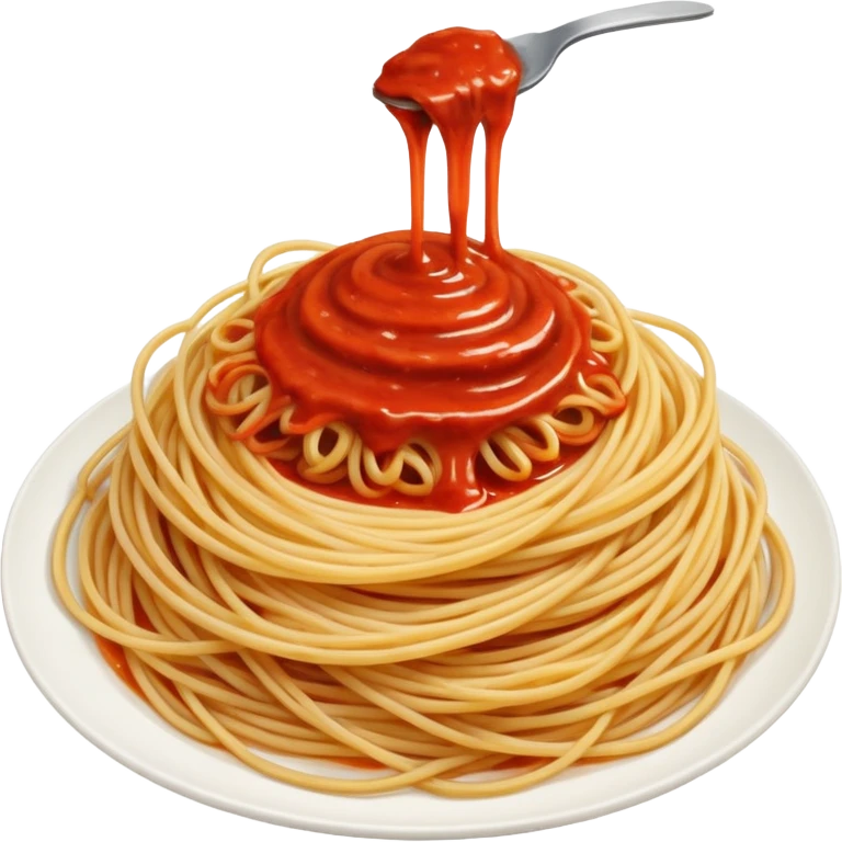 pasta swirl of spaghetti all'assasina, no fork, sauce mixed into the spaghetti emoji