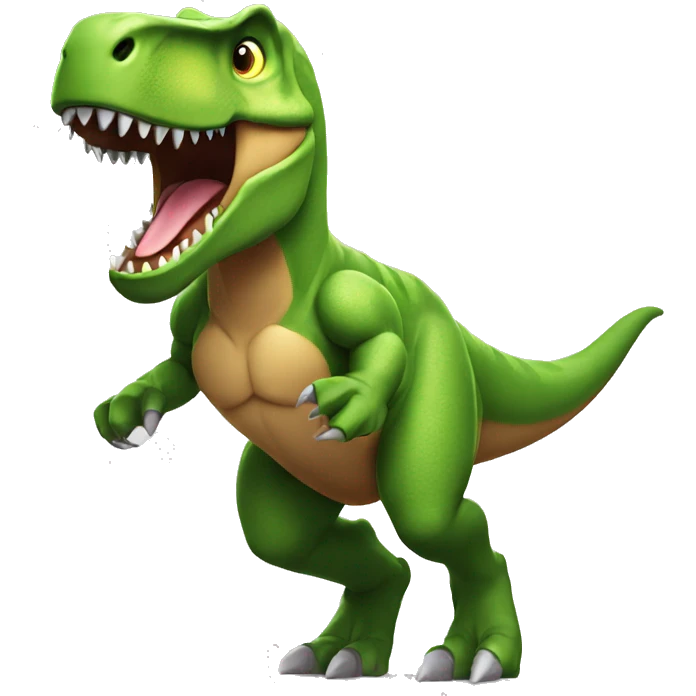 running t-rex with muscular arms  emoji
