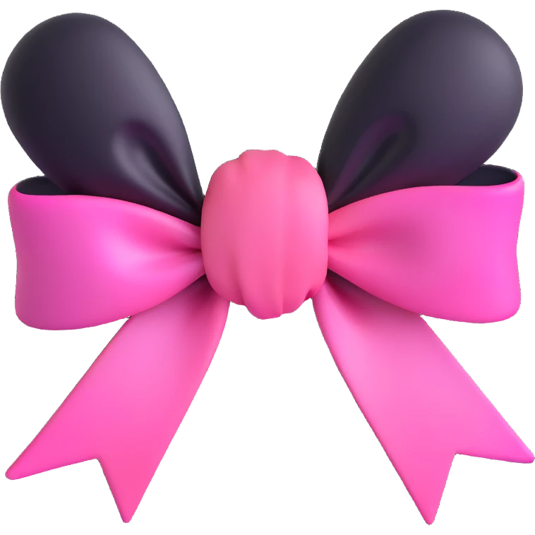 emoji style pink bow with gothic effect, pastel pink to black gradient,, remove background emoji