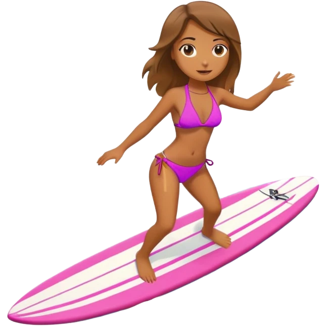 Girl in bikini surfing emoji