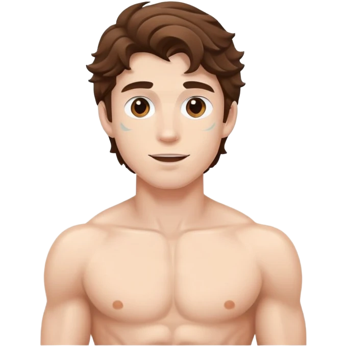 shirtless male athlete with white skin and wavy brown hair emoji