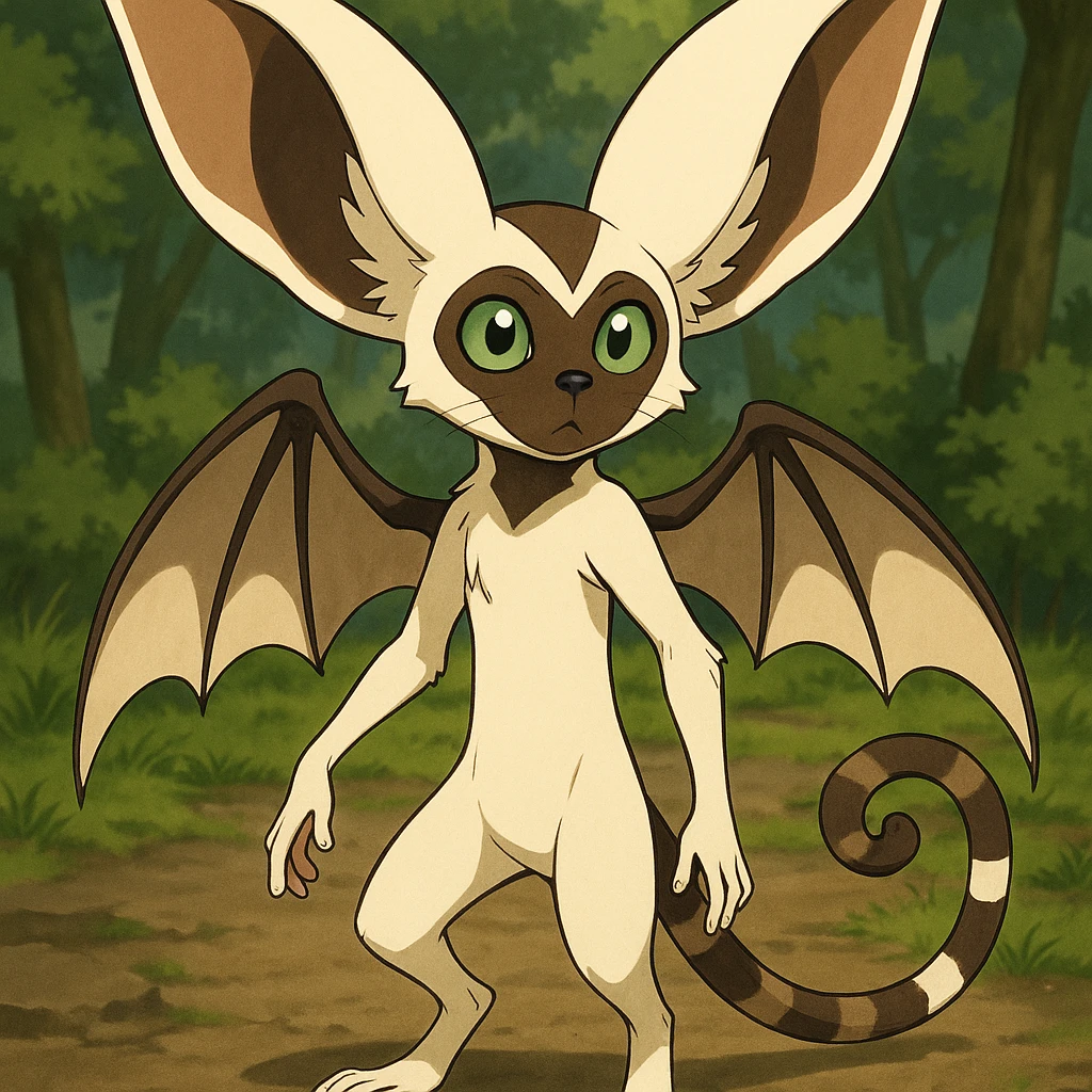 Momo from Avatar: The Last Airbender, anime style, full body emoji
