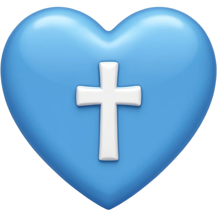 blue heart with christian simple cross emoji