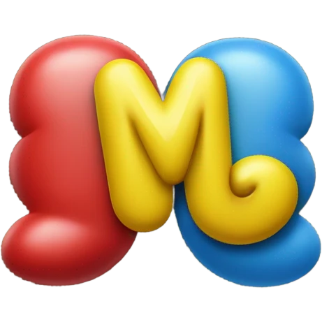 Blue m&m candy with letter M, Yellow, m&m candy with letter N, and Red m&m candy with letter M emoji