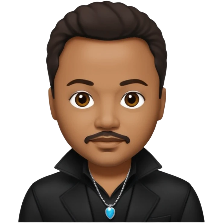 Howard Hewett with dark brown hair, black outfit emoji
