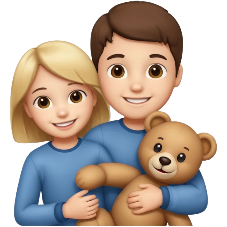 kids with teddy bear emoji