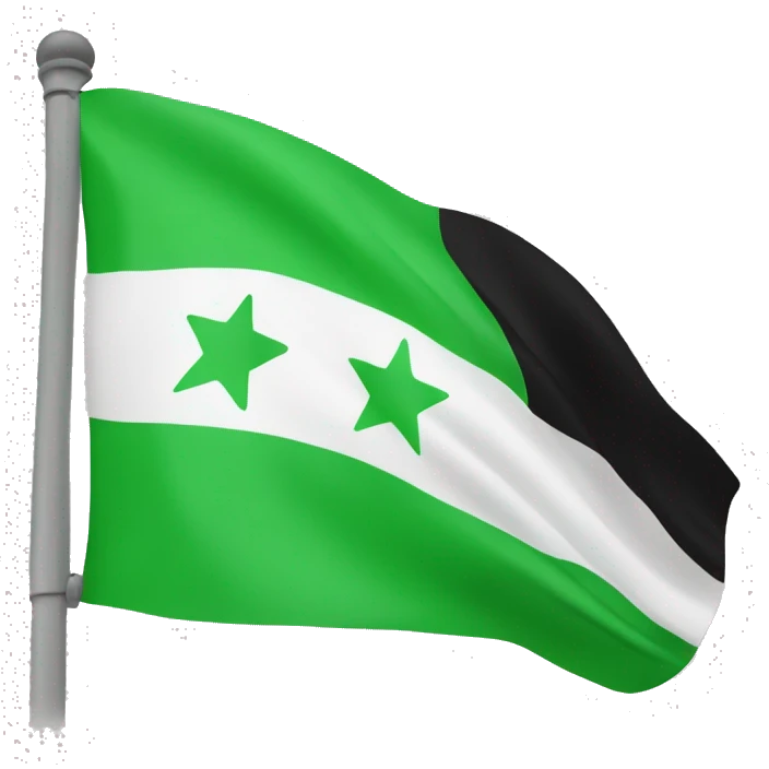 Flag with green on top, middle white color with 3 stars. And black color in the end.  emoji