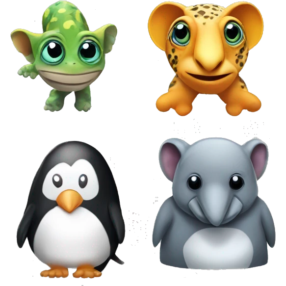chameleon, chetah, elephant and penguin combined int one emoji