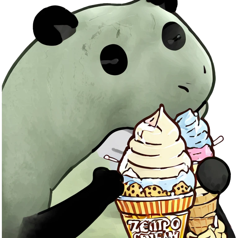 Panda eating ice cream emoji