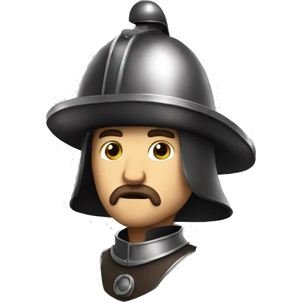 Guy wearing a morion kettle helmet questioning life emoji