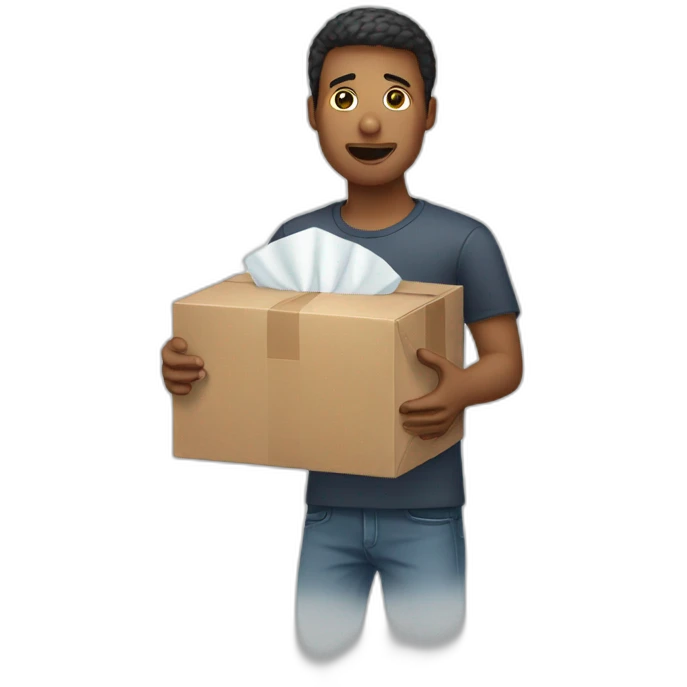 Guy holding tissue box emoji