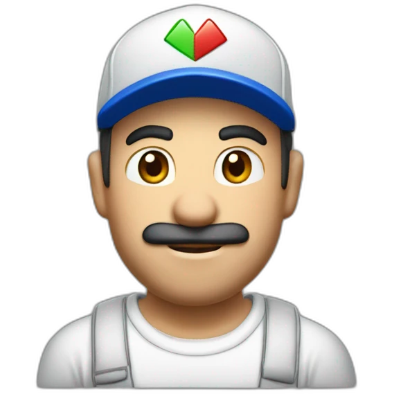 Homme blanc habillé avec la casquette de  Mario emoji