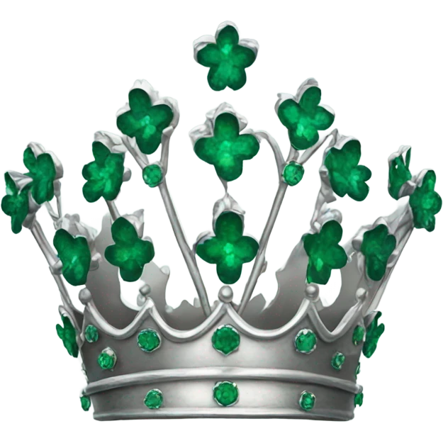 Silver crown with flowers made of emeralds emoji