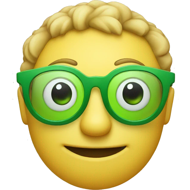 A smiley face with green glasses  emoji