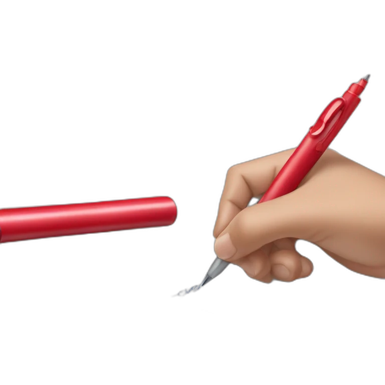 hand writing with a red pen emoji