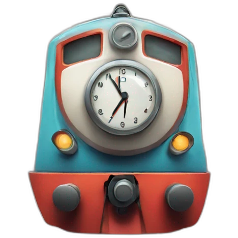 Train with clock emoji