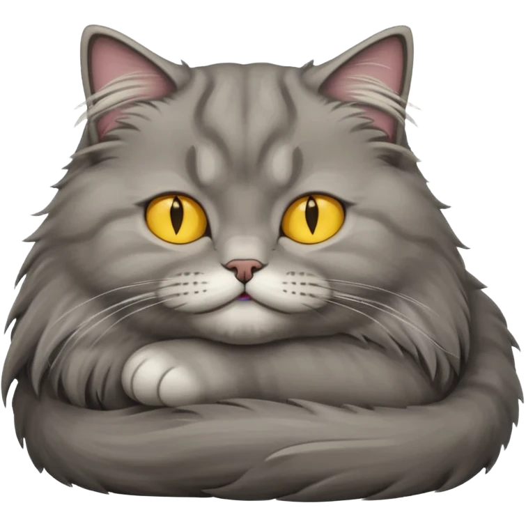 grey fluffy british long hair cat with yellow eyes ist sleeping emoji