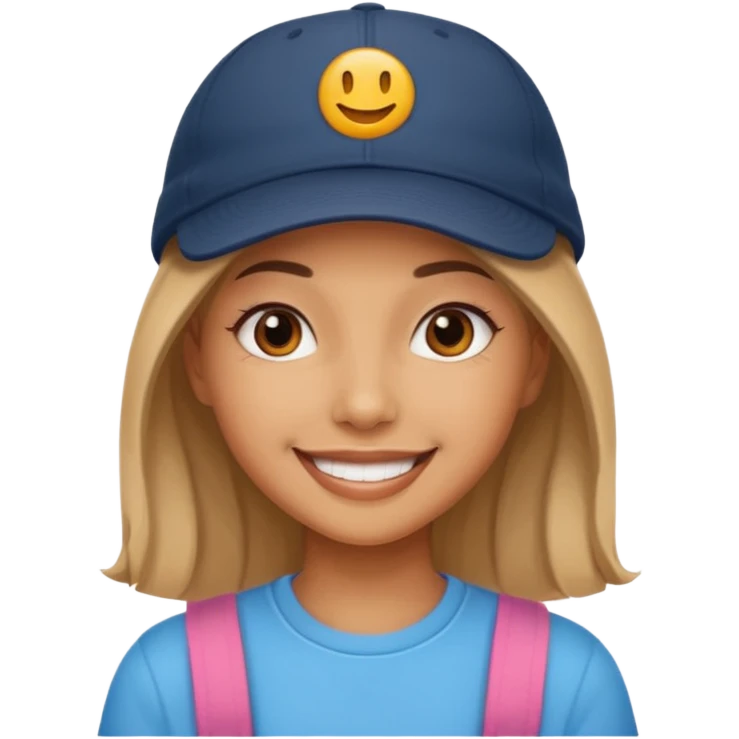 Niña bonita con gorra emoji
