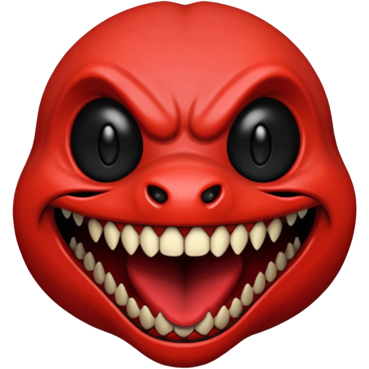 cursed emoji, SCP-939, red skin, predatory smile, disturbing emoji