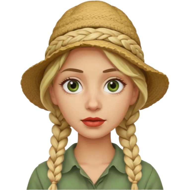 messy green clay mask and red tourist hat blond braided woman big eyes emoji