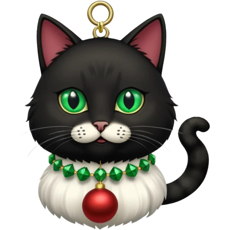 black cat wearing a jingle bell necklace emoji