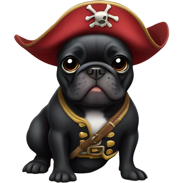 black French bulldog in a pirate costume emoji
