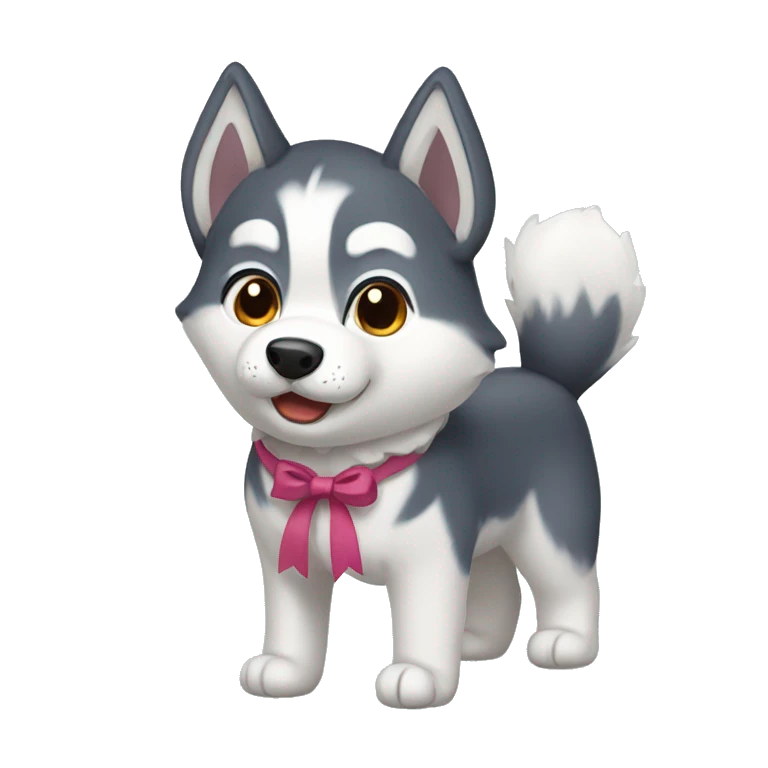 Husky with a bow emoji