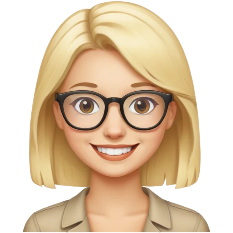 smiling blonde female with glasses emoji