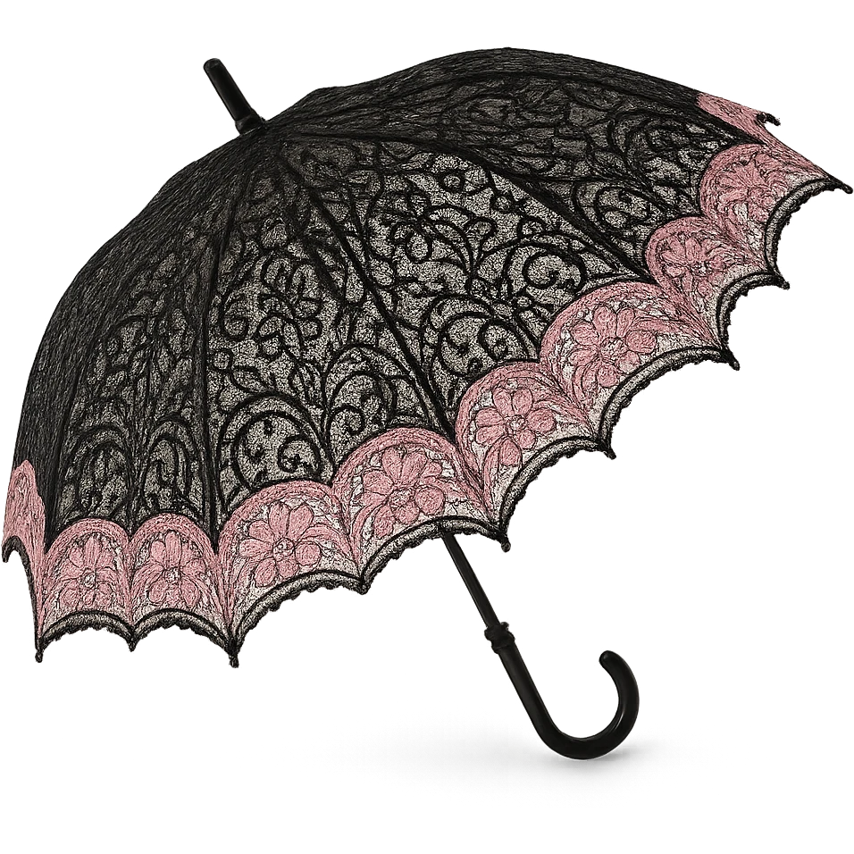 black and pink lace parasol emoji