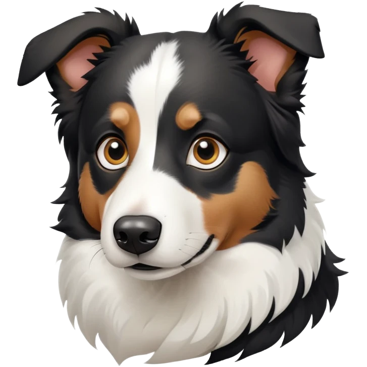 Black and white border collie shepherd dog with alert expression emoji