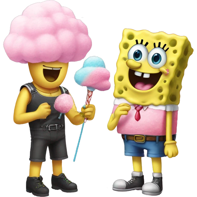 SpongeBob and Patrick eating cotton candy emoji