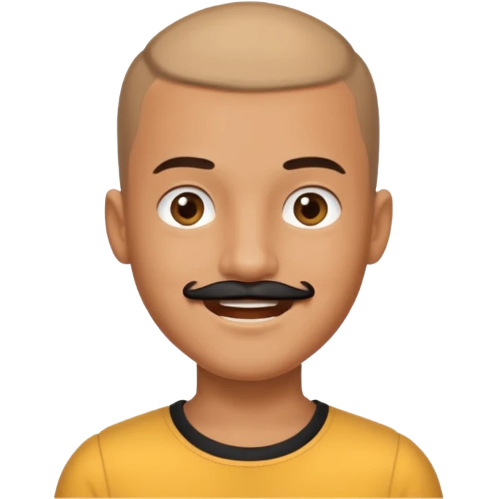 buzz cut boy with  blackmoustache emoji