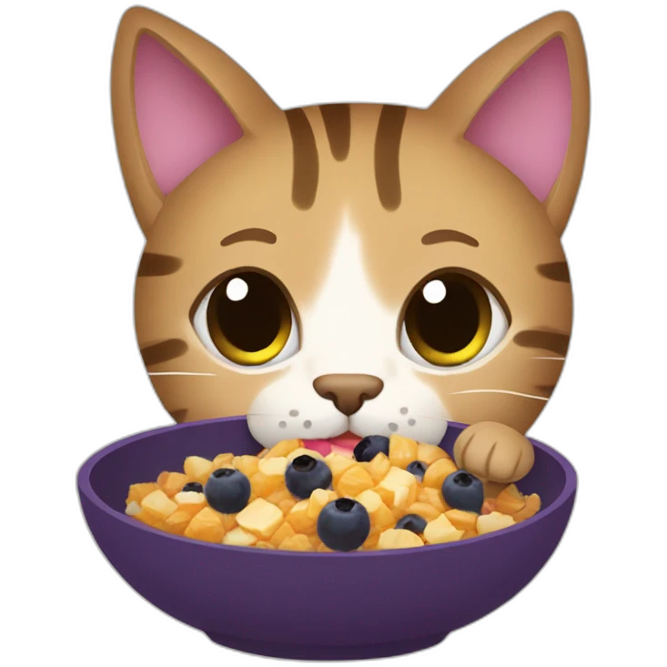 tabby cat eating acai bowl emoji