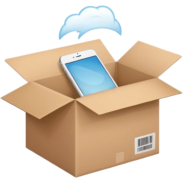 Generate a realistic emoji-style icon of the an open package which is empty and air is coming out of it. Out of the package air is coming out of it and the package is empty from the inside emoji