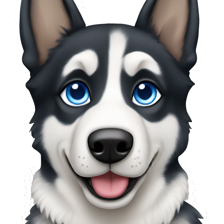 Husky German shepherd with blue eyes and mostl white  emoji