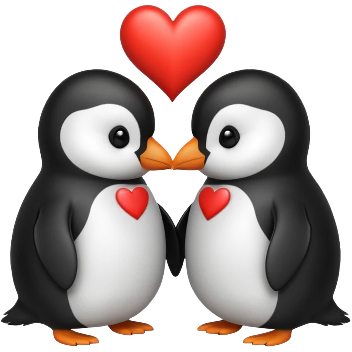 two penguins kissing with a heart above them emoji