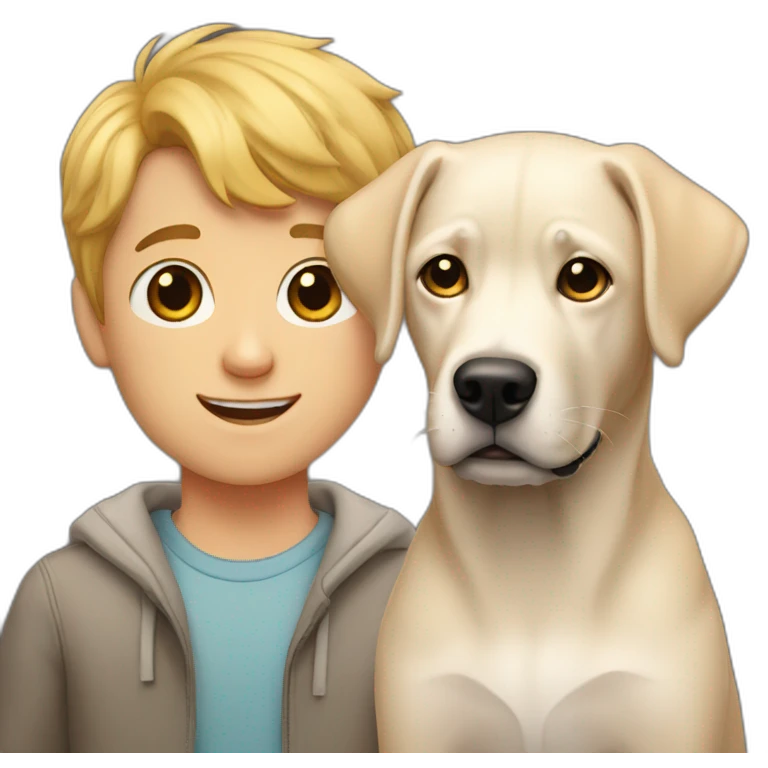 two white boys with one black labrador emoji
