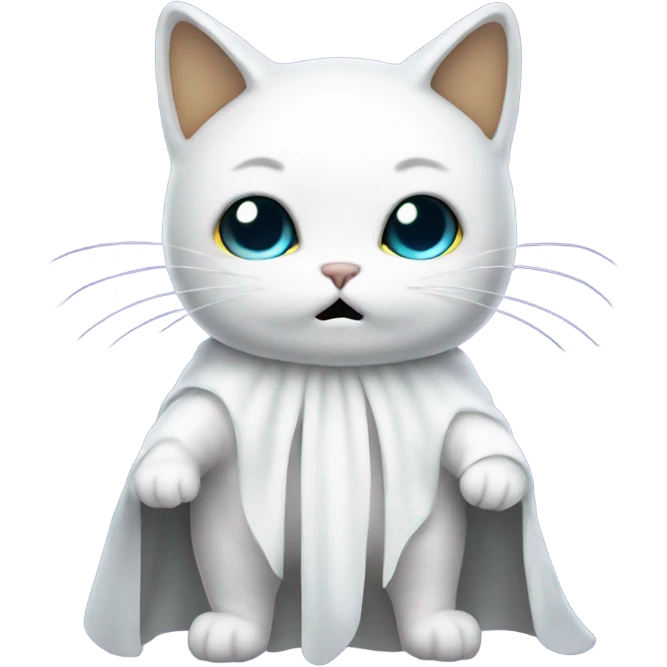 cat wearing a ghost costume emoji