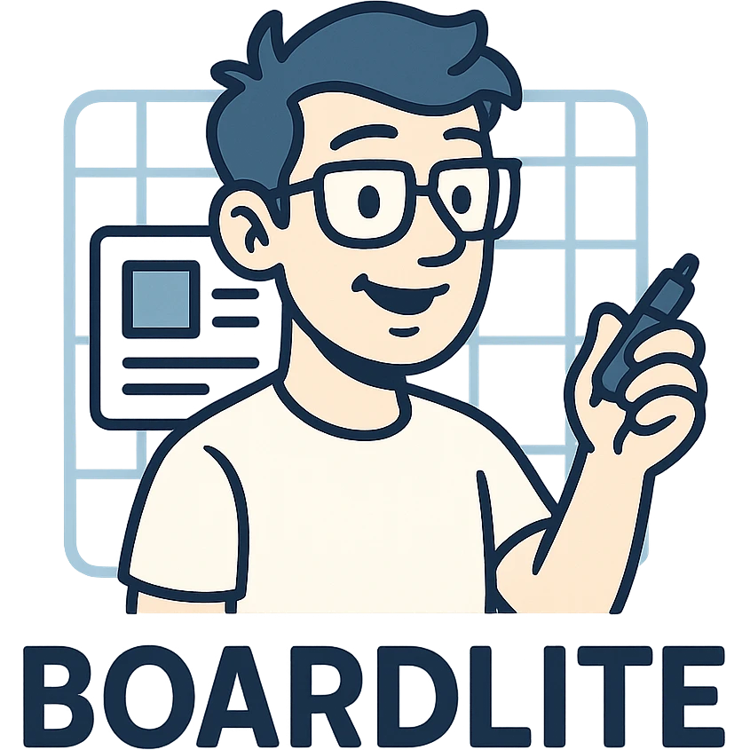 logo for an app called Boardlite, sleek and professional, blue and white color scheme, abstract board or grid motif, tech startup vibe emoji