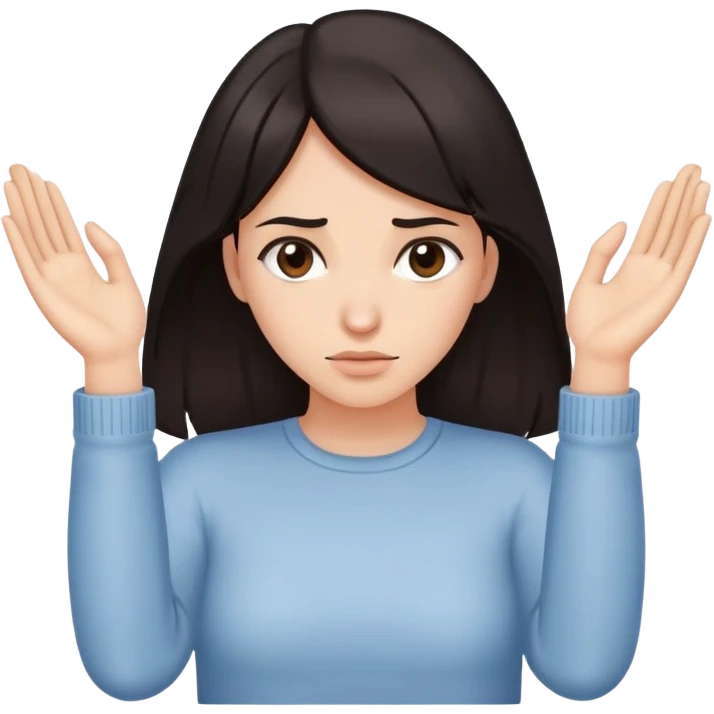 Woman with dark hair, both hands gripping downward as if holding onto something, isolated figure with no water emoji