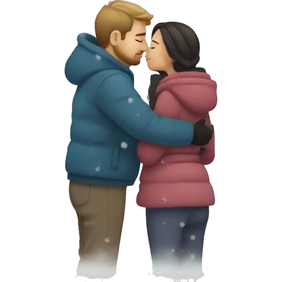 Couple kissing on the snow emoji