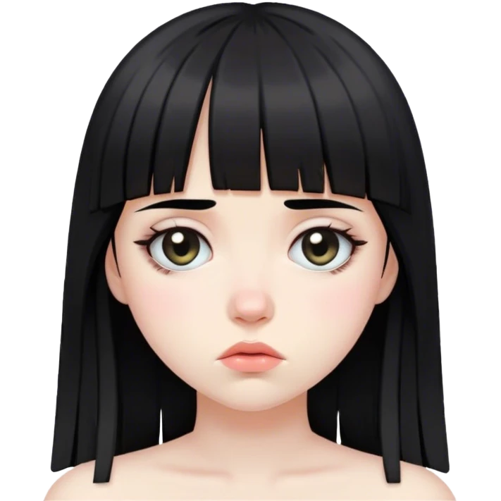 sad pale girl with black hair and a fringe emoji