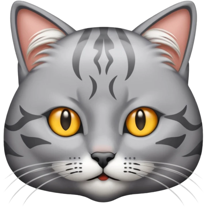 graue fluffige katze brittisch lang haar katze keine falten auf der stirn graue nase süß emoji