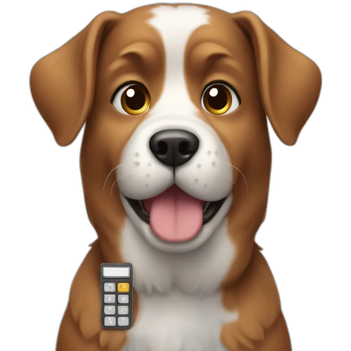dog using calculator emoji