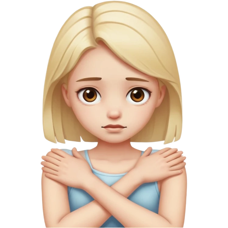 Arms crossed holding neck eyes dead young out girl emoji
