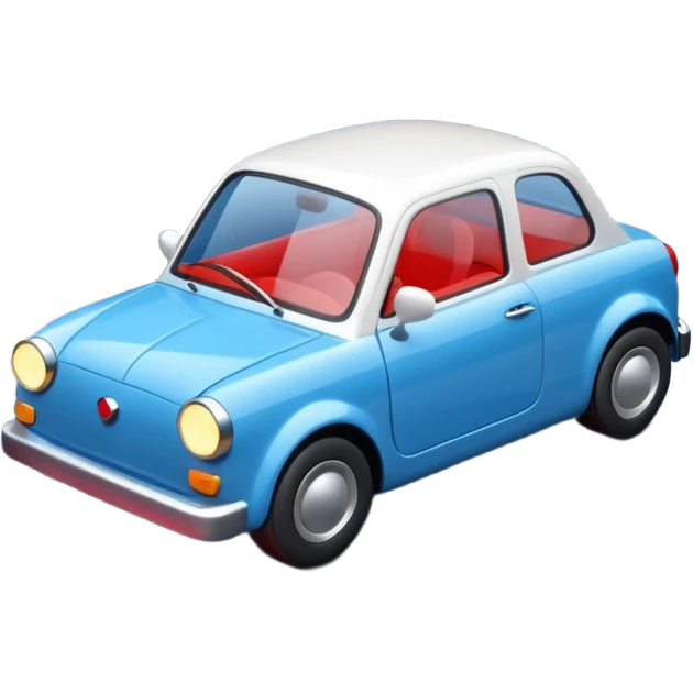 A simple 3D icon showing a road with a small blue car moving forward. The design uses blue, white, and black as main colors, with tiny red accents for the car lights. Clean, minimal, and easy to understand. emoji