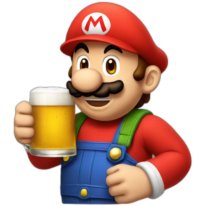 Mario drinking beer emoji